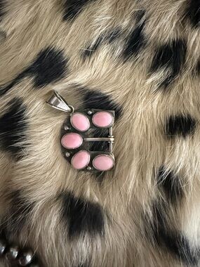 Pink Conch Sterling Silver Buckle Pendant